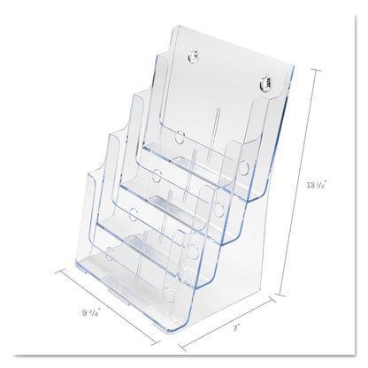 deflecto 4-Compartment DocuHolder, Magazine Size, 9.38w x 7d x 13.63h, Clear