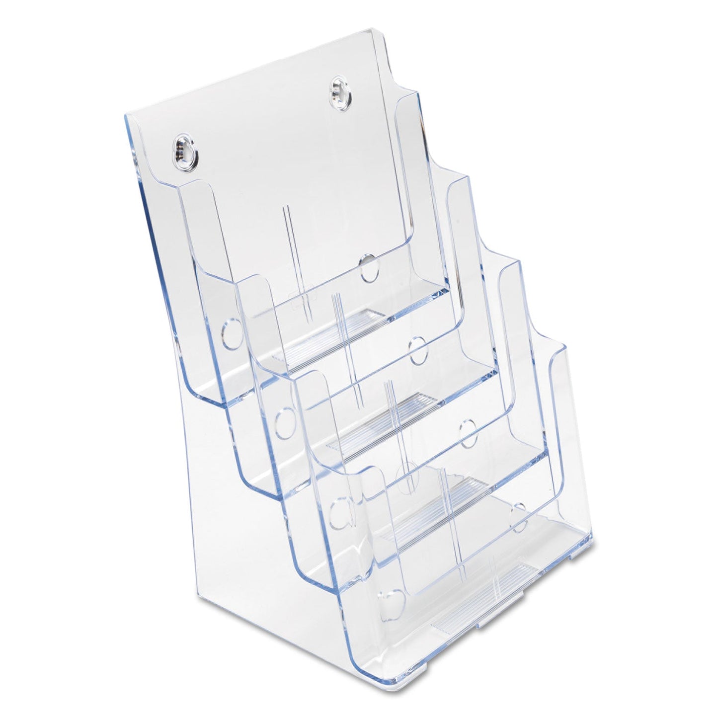 deflecto 4-Compartment DocuHolder, Magazine Size, 9.38w x 7d x 13.63h, Clear