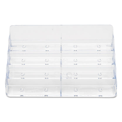 deflecto 8-Pocket Business Card Holder, Holds 400 Cards, 7.78 x 3.5 x 3.38, Plastic, Clear