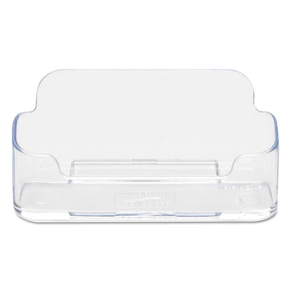 deflecto Horizontal Business Card Holder, Holds 50 Cards, 3.88 x 1.38 x 1.81, Plastic, Clear