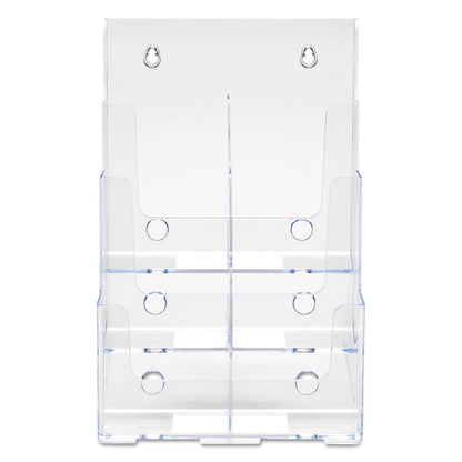 deflecto 6-Compartment DocuHolder, Leaflet Size, 9.63w x 6.25d x 12.63h, Clear