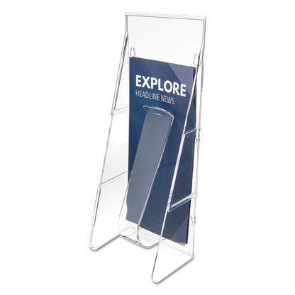 deflecto Stand-Tall Wall-Mount Literature Rack, Leaflet, 4.56w x 3.25d x 11.88h, Clear