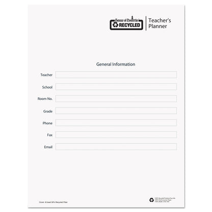 House of Doolittle Recycled Teacher's Planner, Weekly, Two-Page Spread (Seven Classes), 11 x 8.5, Blue Cover