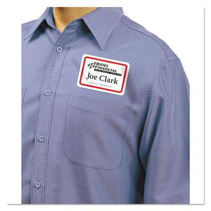 Avery Flexible Adhesive Name Badge Labels, 3.38 x 2.33, White/Red Border, 400/Box
