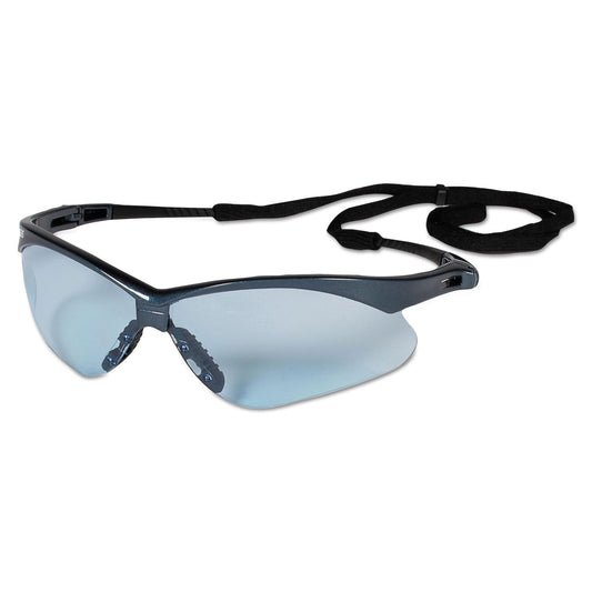 KleenGuard V30 Nemesis Safety Glasses, Blue Frame, Light Blue Uncoated Lens, 12/Box