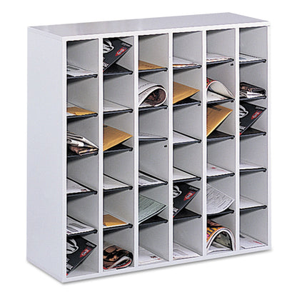 Safco Wood Mail Sorter with Adjustable Dividers, Stackable, 36 Compartments, 33.75 x 12 x 32.75, Gray