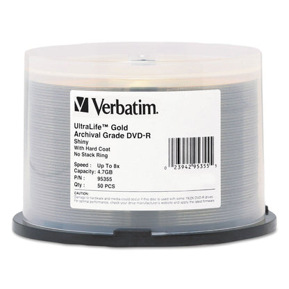 Verbatim UltraLife Gold Archival Grade DVD-R, 4.7 GB, 16x, Spindle, Gold, 50/Pack