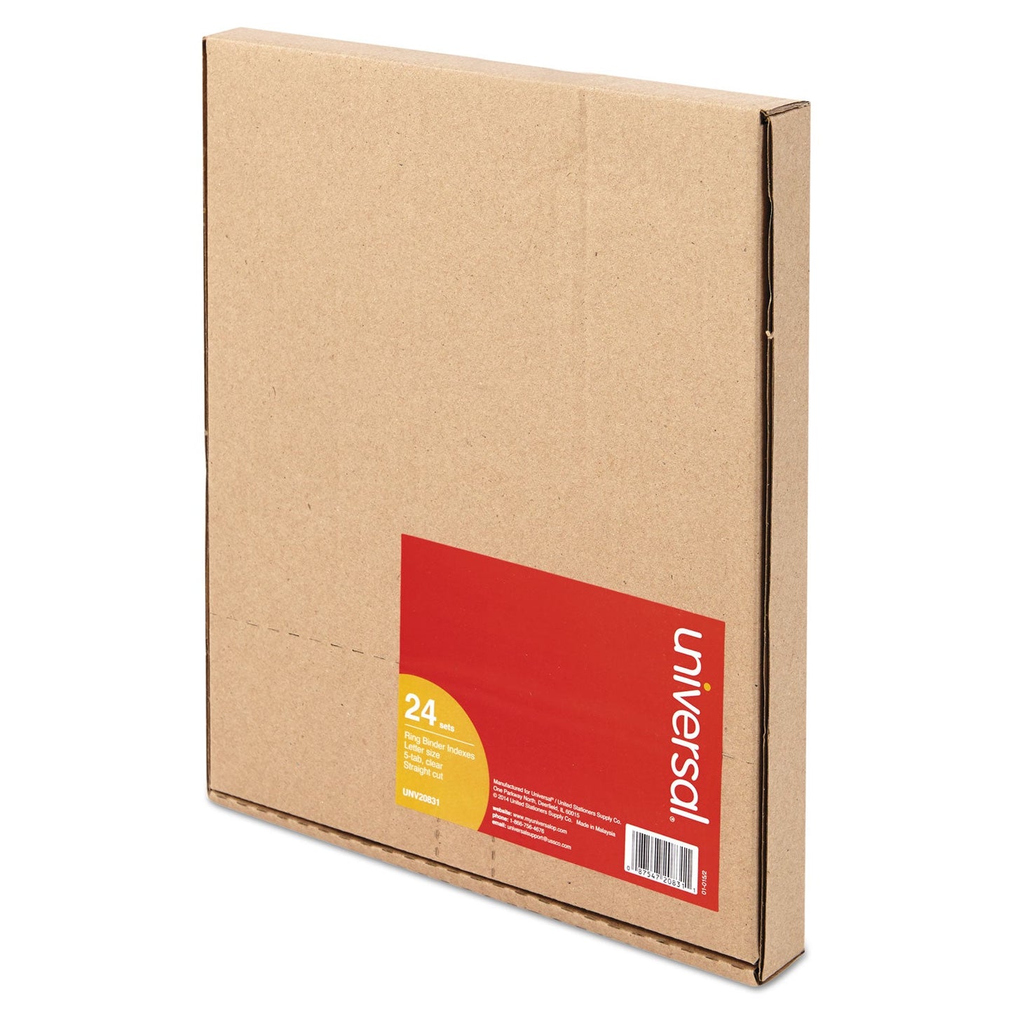 Universal Insertable Tab Index, 5-Tab, 11 x 8.5, Buff, Clear Tabs, 24 Sets