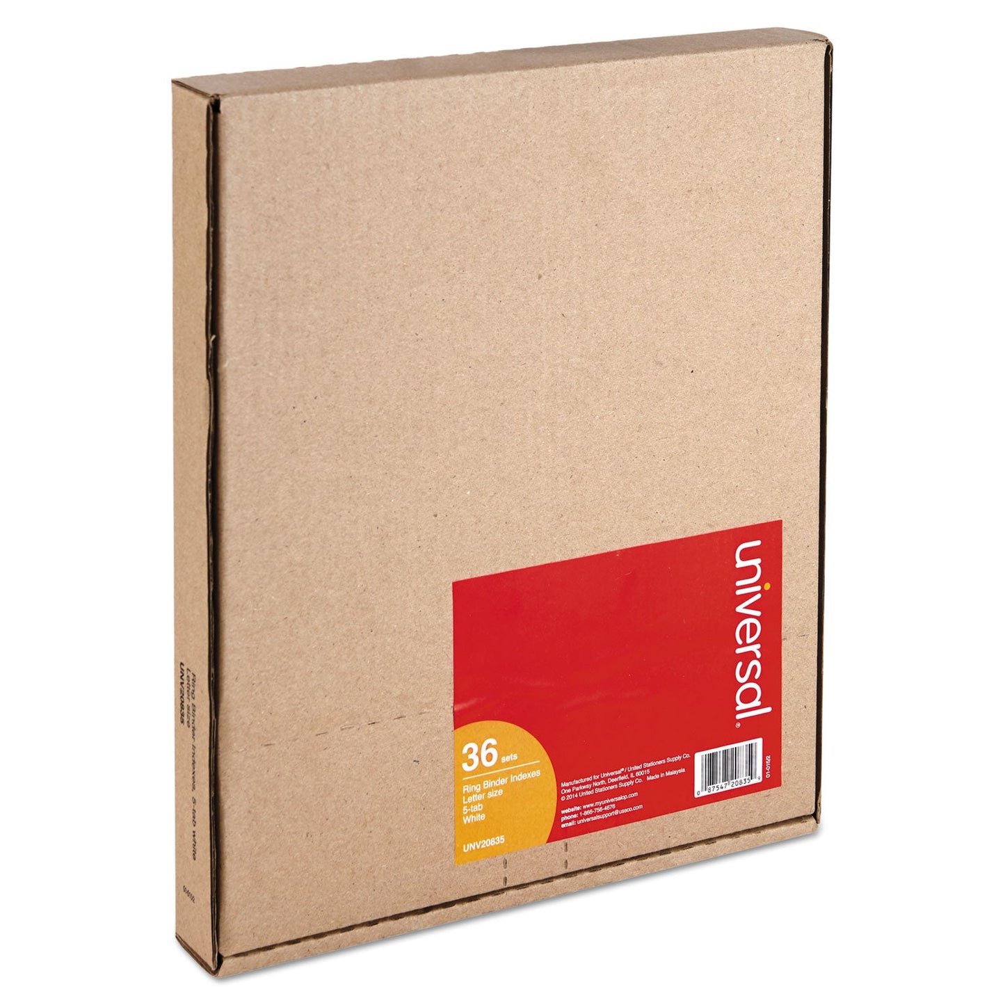 Universal Self-Tab Index Dividers, 5-Tab, 11 x 8.5, White, 36 Sets