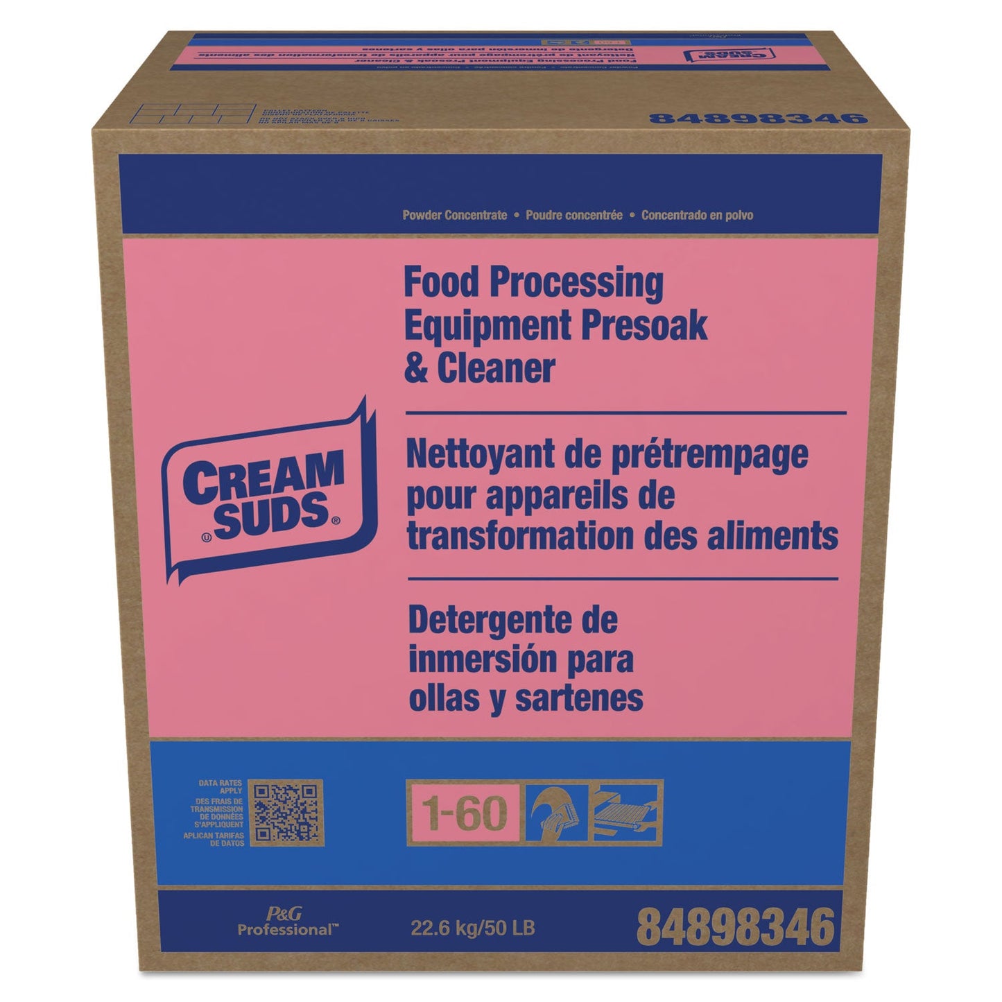 Cream Suds Manual Pot and Pan Presoak and Detergent with Phosphate, Baby Powder Scent, Powder, 50 lb Box