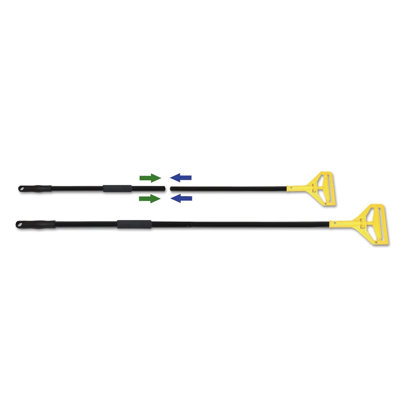 Boardwalk Two-Piece Metal Handle with Plastic Quick Change Head, 62" Handle, Black/Yellow