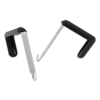 Quartet Adjustable Cubicle Hangers, For 1.5" to 3" Thick Partition Walls, Aluminum/Black, 2/Set