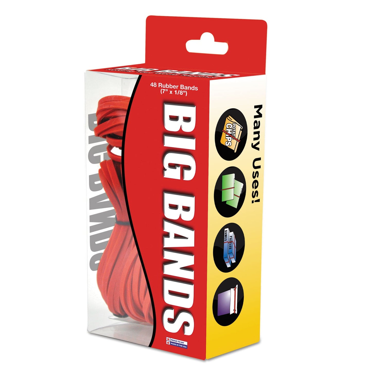 Alliance Big Bands Rubber Bands, Size 117B, 0.07" Gauge, Red, 48/Box