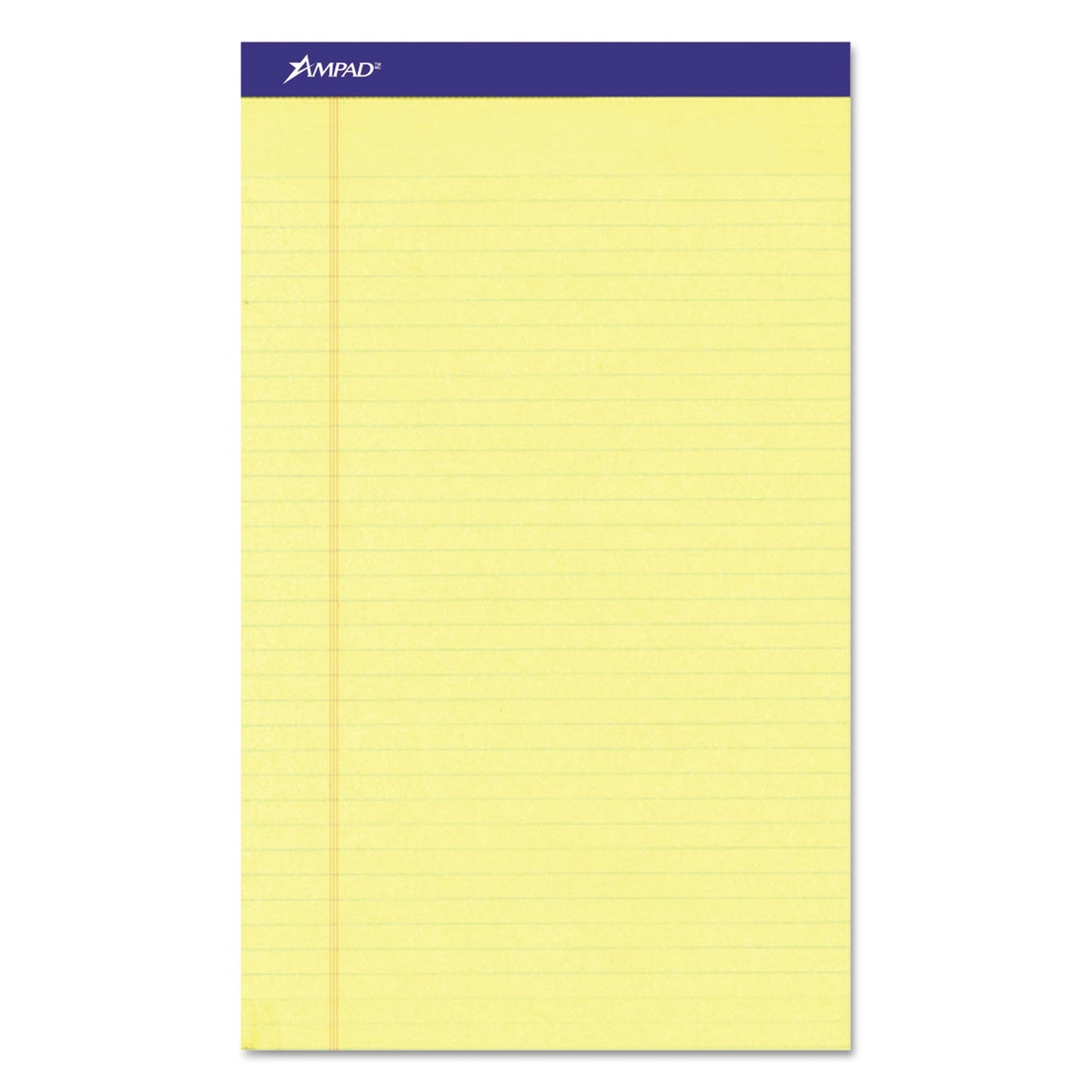Ampad Perforated Writing Pads, Wide/Legal Rule, 50 Canary-Yellow 8.5 x 14 Sheets, Dozen