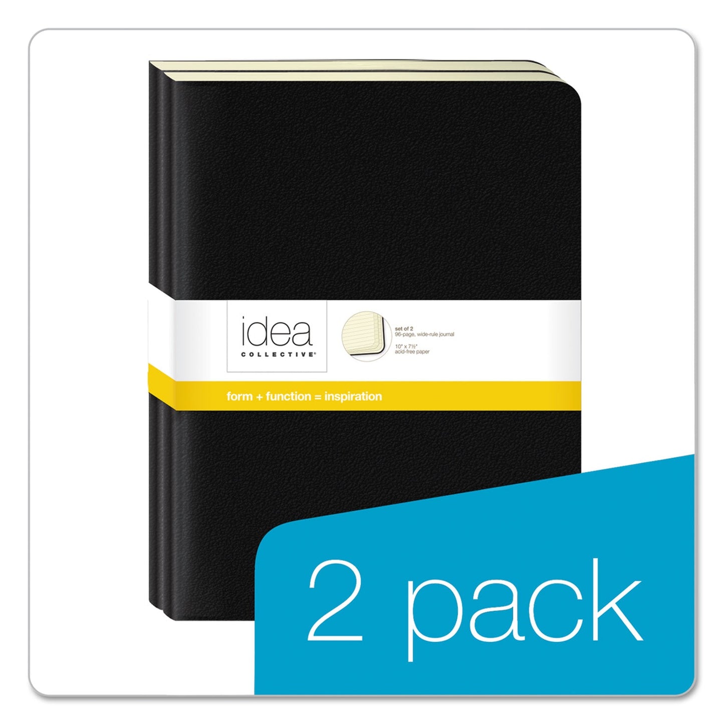 TOPS Idea Collective Journal, Soft Cover, 1 Subject, Wide/Legal Rule, Black Cover, 10 x 7.5, 48 Sheets, 2/Pack