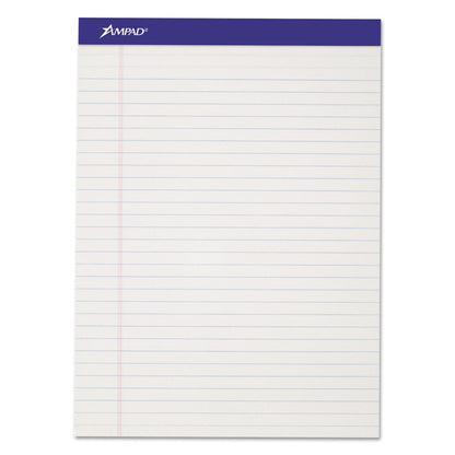 Ampad Perforated Writing Pads, Wide/Legal Rule, 50 White 8.5 x 11.75 Sheets, Dozen
