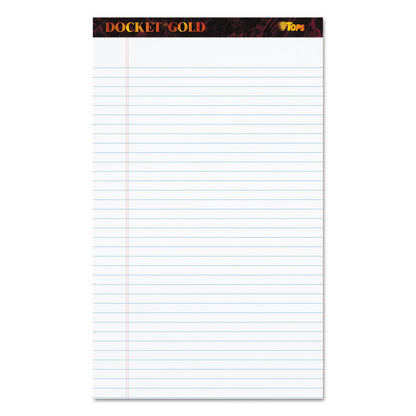 TOPS Docket Gold Ruled Perforated Pads, Wide/Legal Rule, 50 White 8.5 x 14 Sheets, 12/Pack
