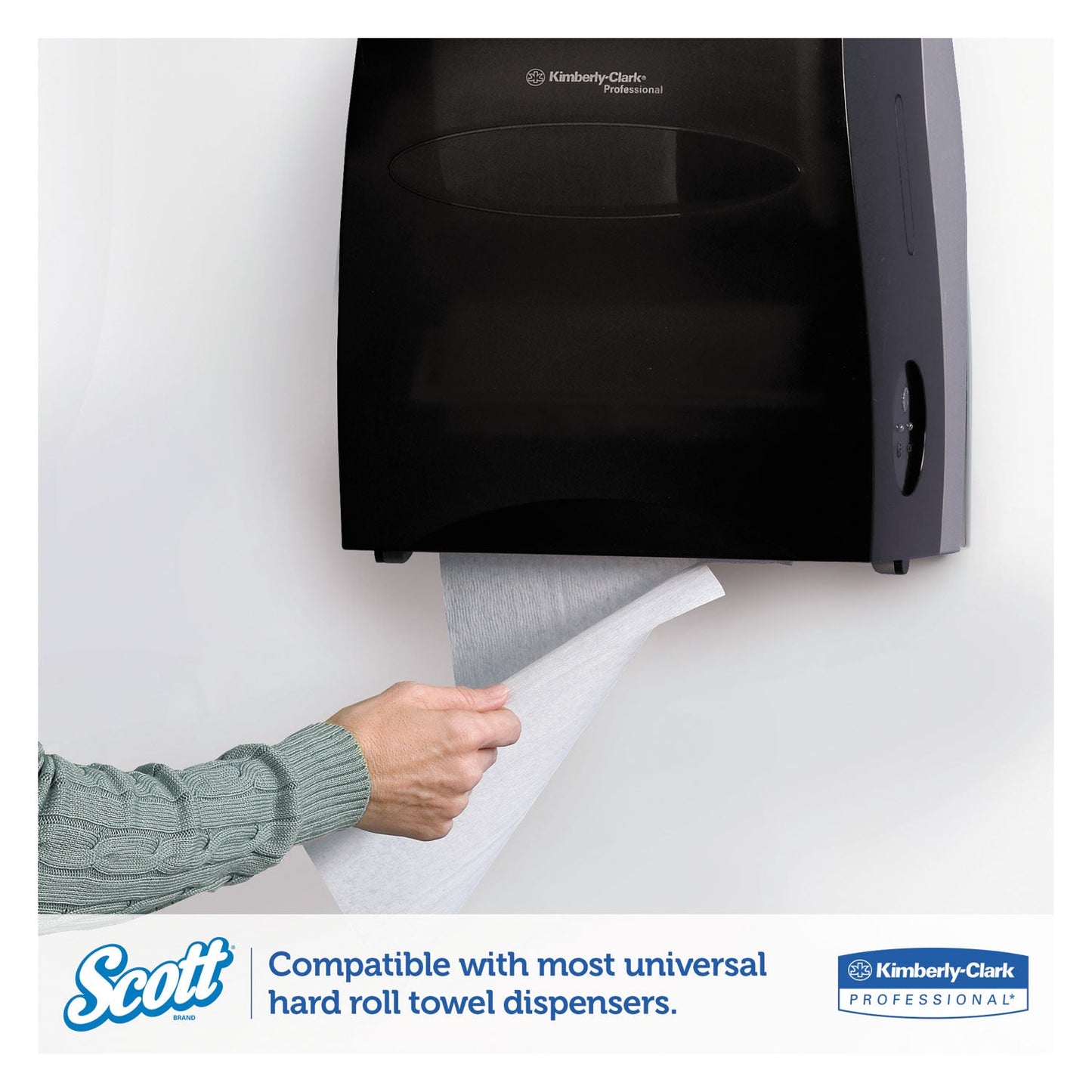 Scott Essential Hard Roll Towels for Business, Absorbency Pockets, 1.5" Core, 8 x 400 ft, White, 12 Rolls/Carton