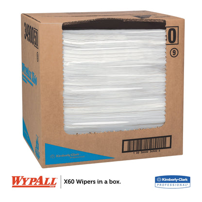WypAll General Clean X60 Cloths, Flat Sheet, 12.5 x 16.8, White, 150/Box, 6 Boxes/Carton
