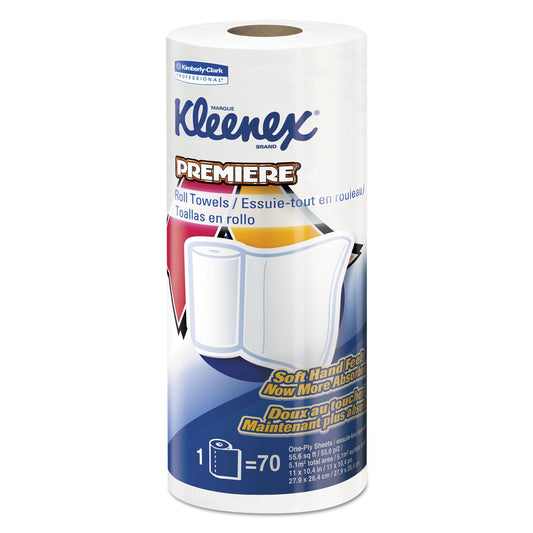 Kleenex Premiere Kitchen Roll Towels, 1 Ply, 11 x 10.4, White, 70/Roll, 24 Rolls/Carton