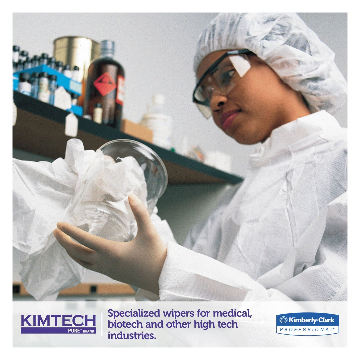Kimtech W4 Critical Task Wipers, Flat Double Bag, 12 x 12, White, 100/Bag, 5 Bags/Carton