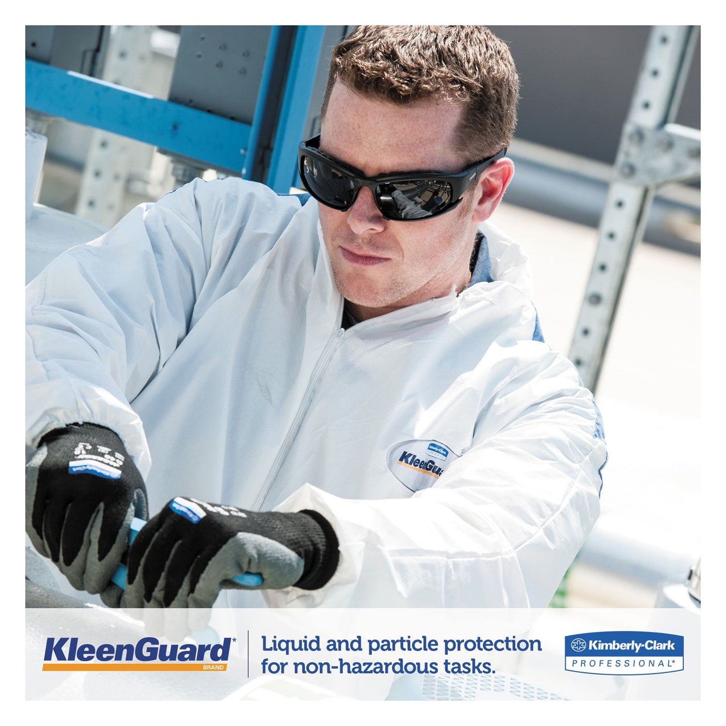 KleenGuard A35 Liquid and Particle Protection Coveralls, Zipper Front, Hooded, Elastic Wrists and Ankles, 2X-Large, White, 25/Carton