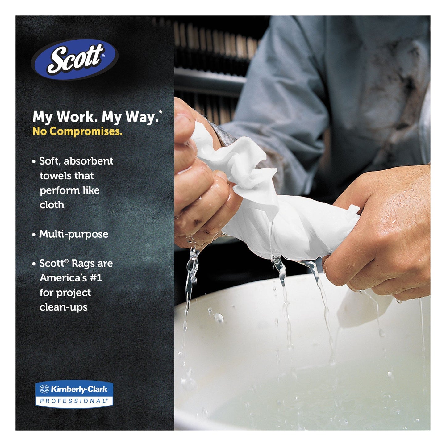 Scott Rags in a Box, POP-UP Box, 10 x 12, White, 200/Box, 8 Boxes/Carton