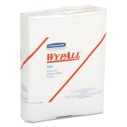 WypAll X50 Cloths, 1/4 Fold, 12.5 x 10, White, 26/Pack, 32 Packs/Carton