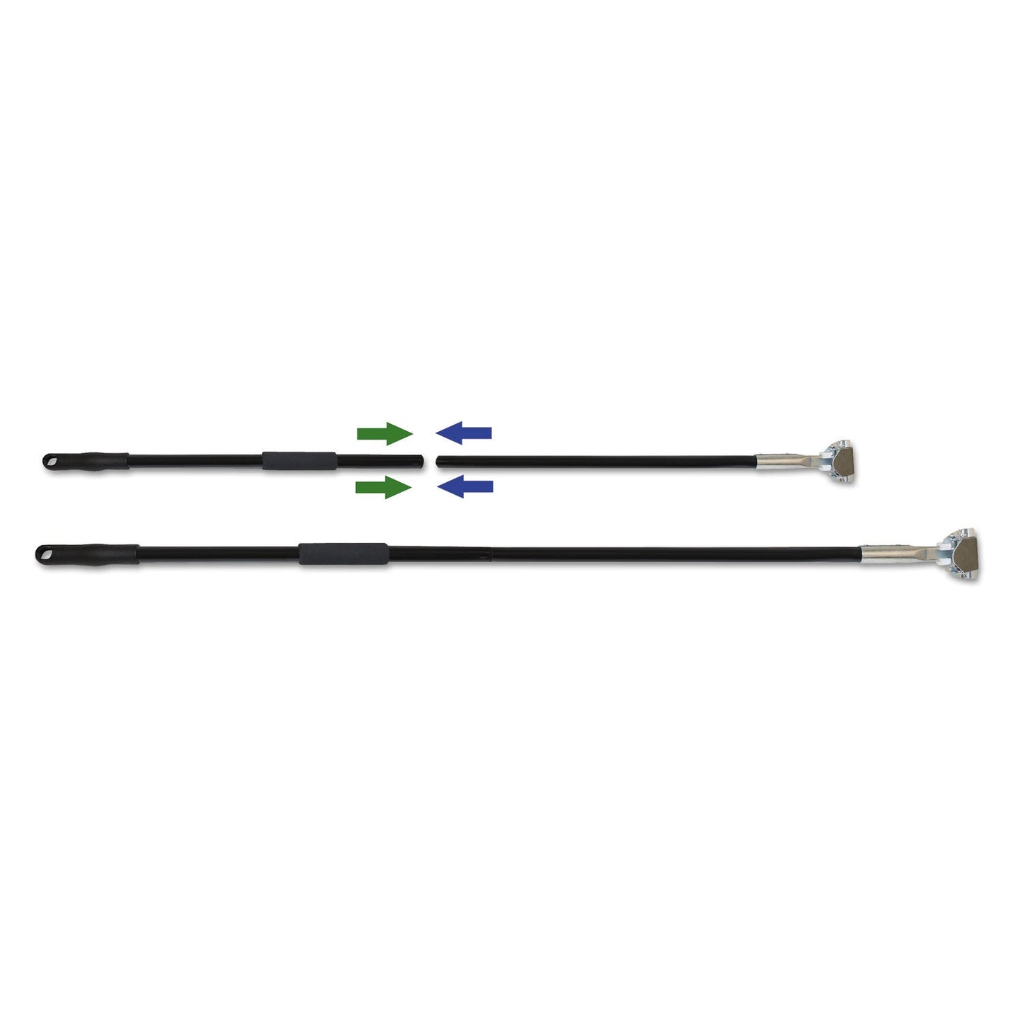 Boardwalk Two-Piece Clip-On Dust Mop Handle, Metal, 1.5" dia x 59", Black/Silver