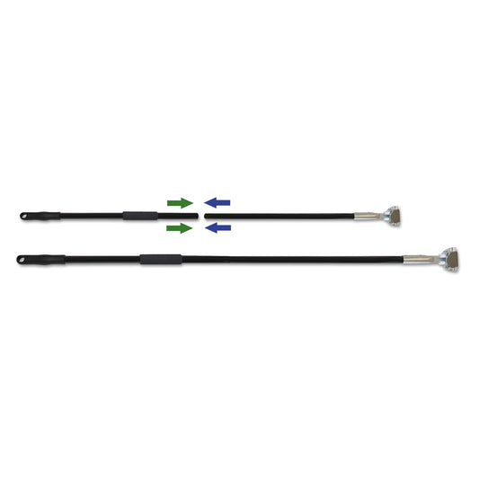 Boardwalk Two-Piece Clip-On Dust Mop Handle, Metal, 1.5" dia x 59", Black/Silver