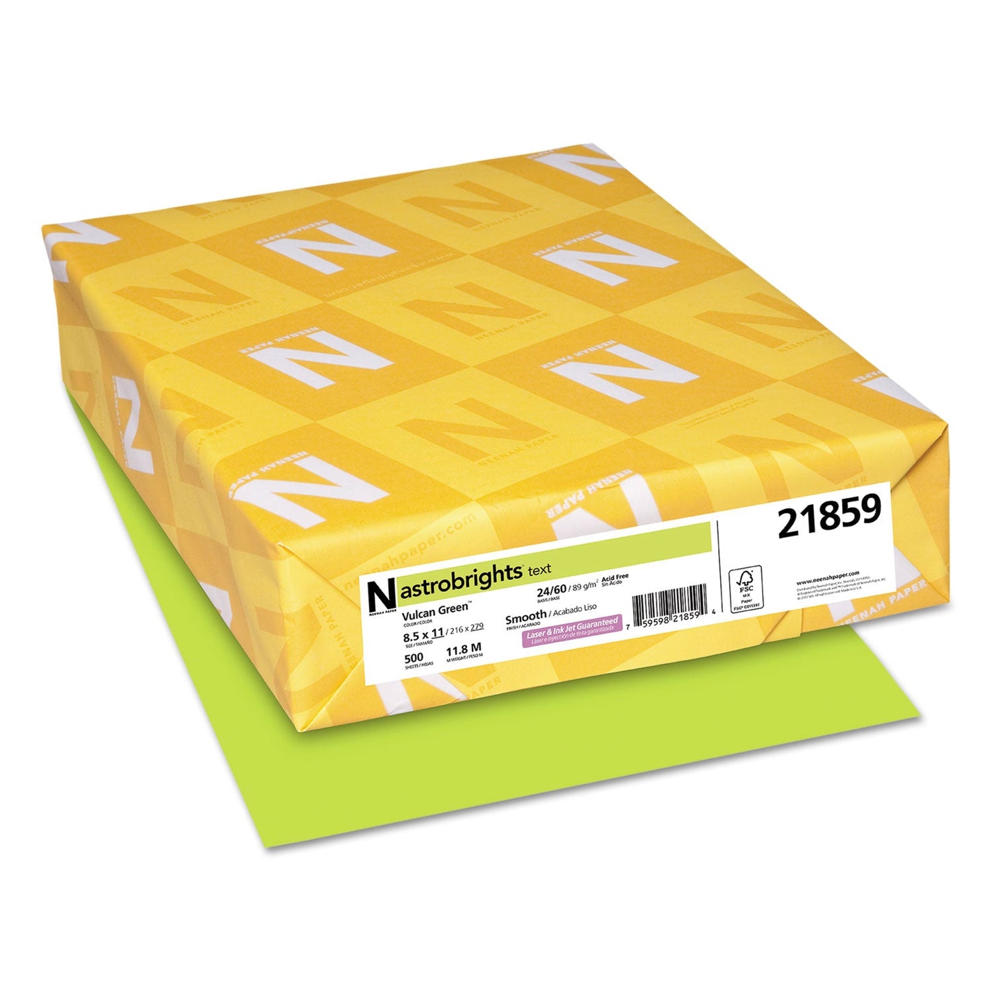 Astrobrights Color Paper, 24 lb Bond Weight, 8.5 x 11, Vulcan Green, 500/Ream
