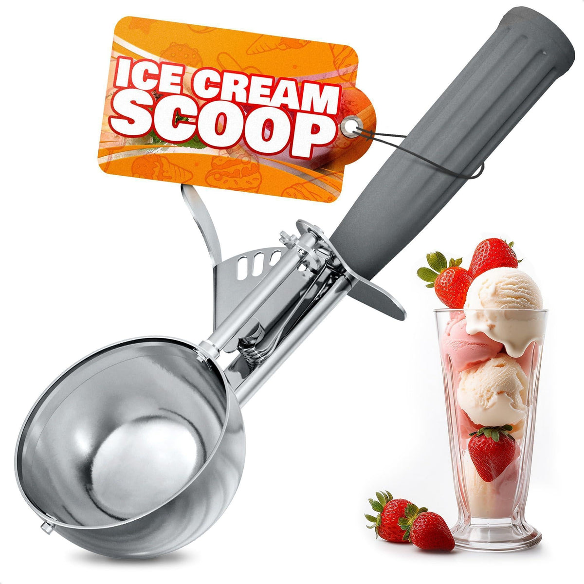 4 oz Ice Cream Scoop with Trigger Release #8 – Stainless Steel Versatile Tool for Baking Cookies and Desserts  Durable Easy to Clean Dishwasher Safe Ergonomic Design for Precise Culinary Portions