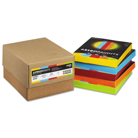 Astrobrights Color Paper - Five-Color Mixed Carton, 24 lb Bond Weight, 8.5 x 11, Assorted, 250 Sheets/Ream, 5 Reams/Carton