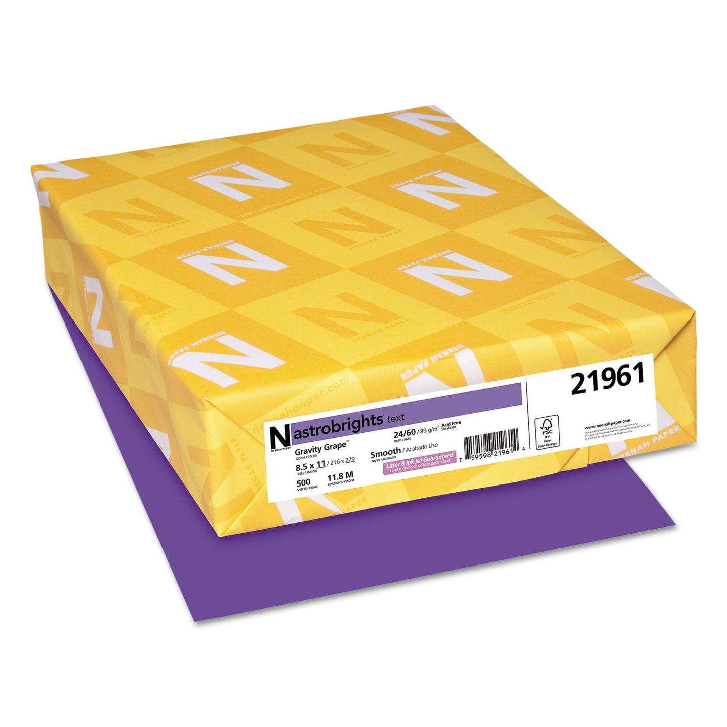 Astrobrights Color Paper, 24 lb Bond Weight, 8.5 x 11, Gravity Grape, 500/Ream