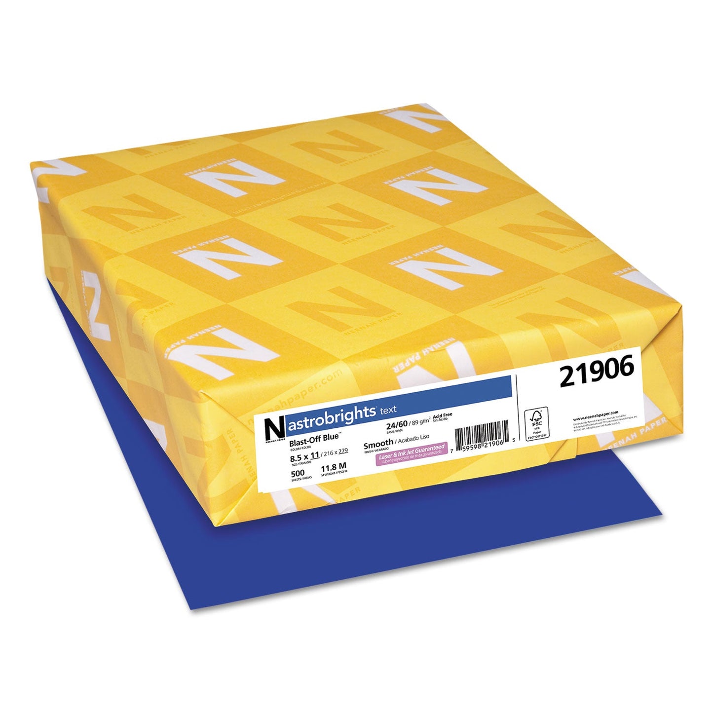 Astrobrights Color Paper, 24 lb Bond Weight, 8.5 x 11, Blast-Off Blue, 500/Ream
