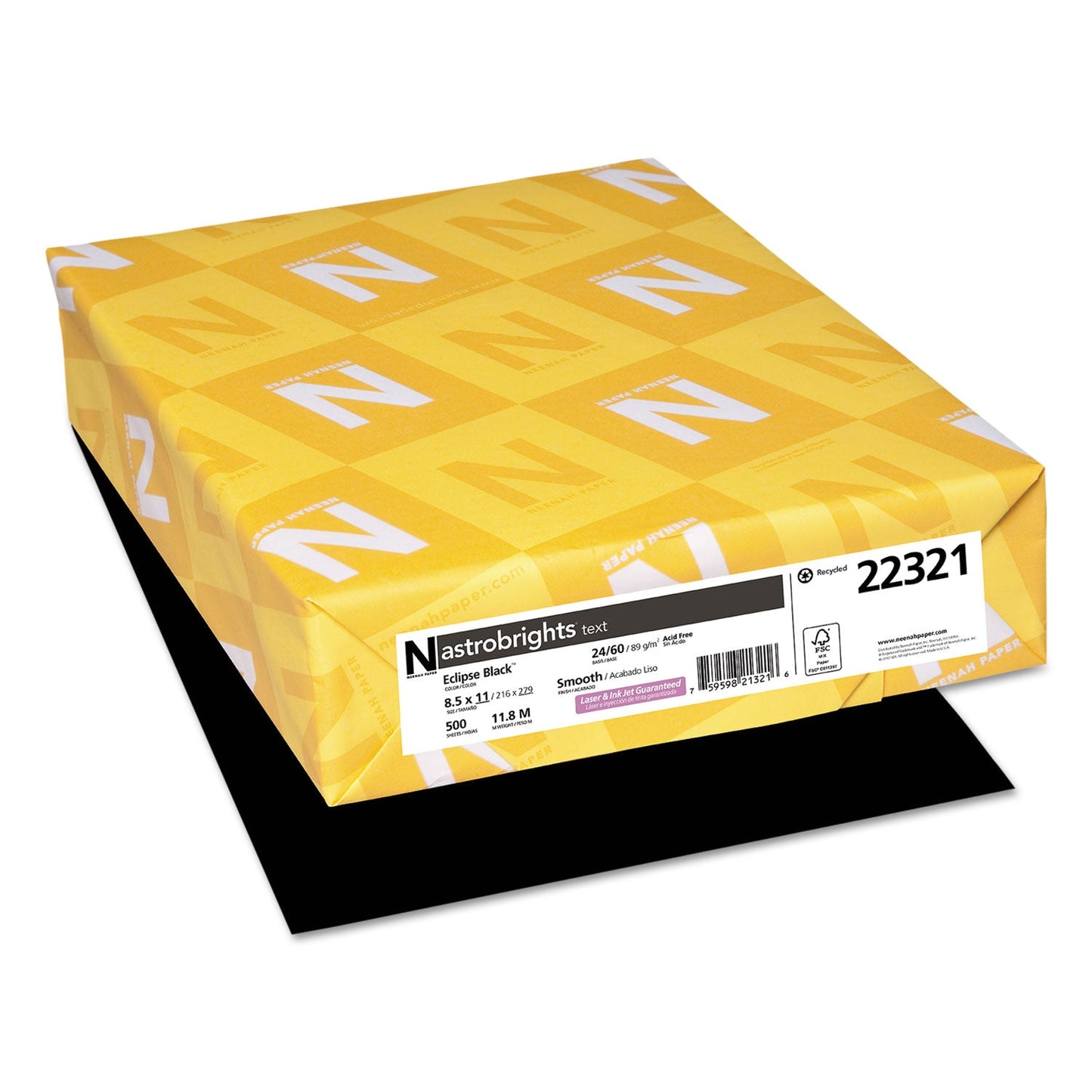 Astrobrights Color Paper, 24 lb Bond Weight, 8.5 x 11, Eclipse Black, 500/Ream