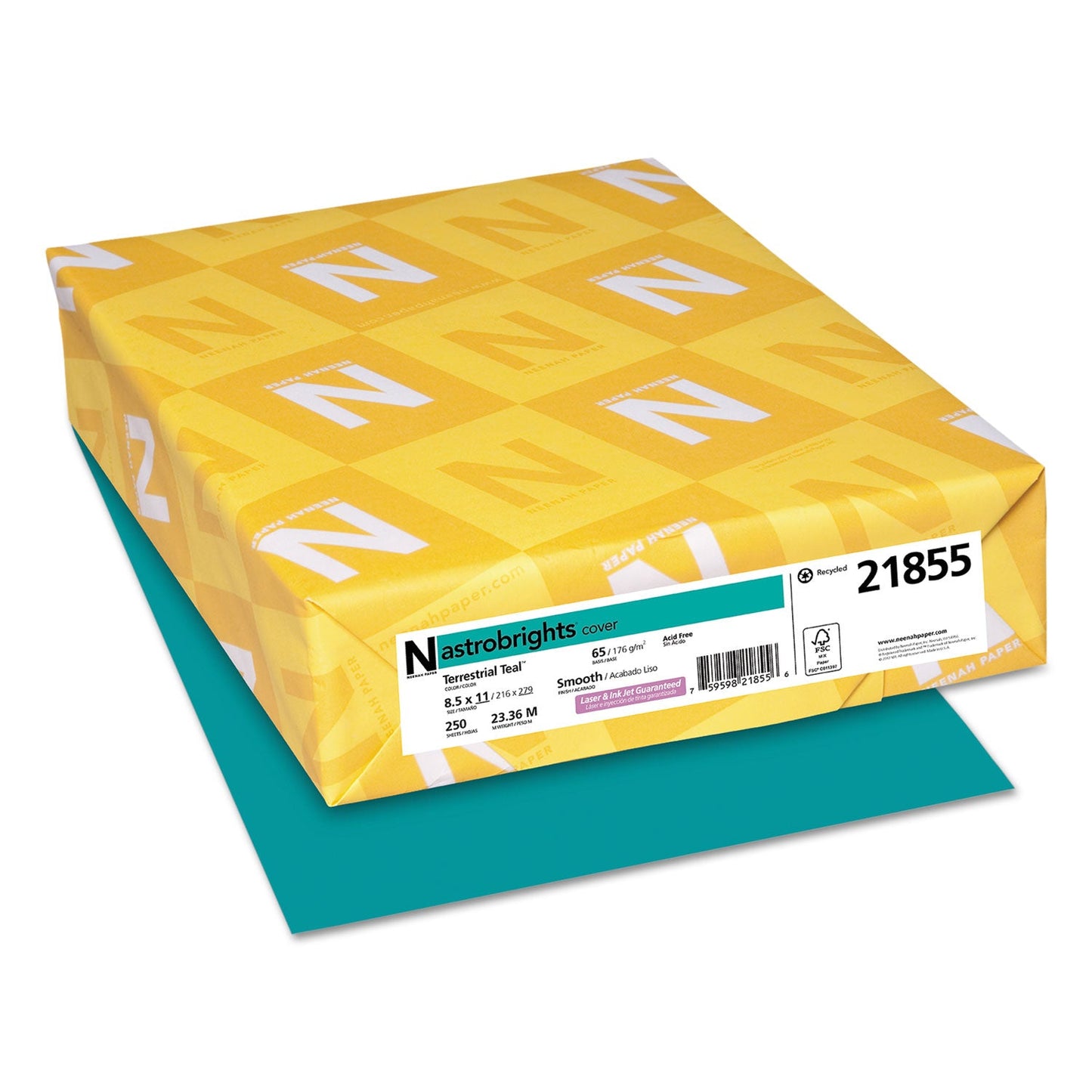 Astrobrights Color Cardstock, 65 lb Cover Weight, 8.5 x 11, Terrestrial Teal, 250/Pack