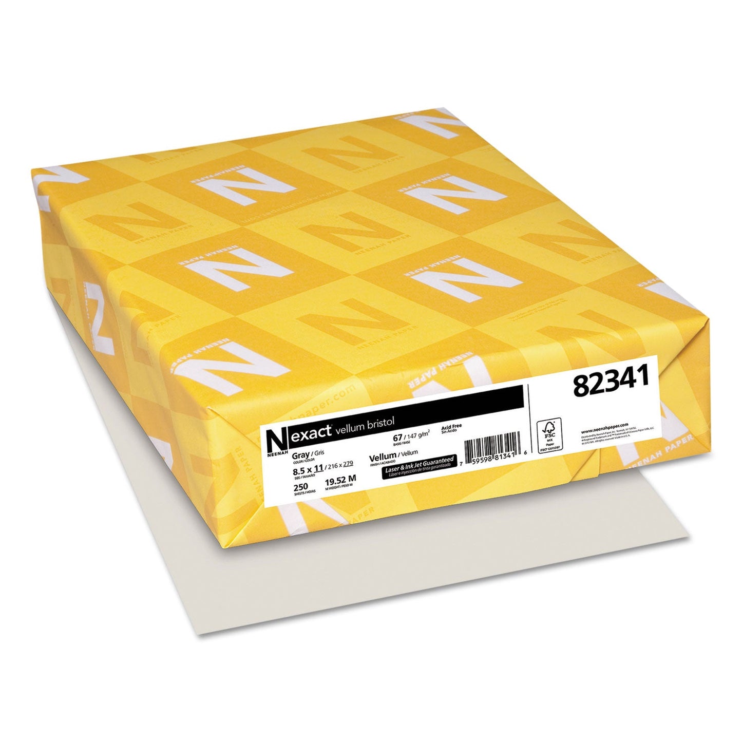 Neenah Paper Exact Vellum Bristol Cover Stock, 67 lb Bristol Weight, 8.5 x 11, 250/Pack