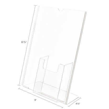 deflecto Superior Image Slanted Sign Holder with Front Pocket, 9w x 4.5d x 10.75h, Clear