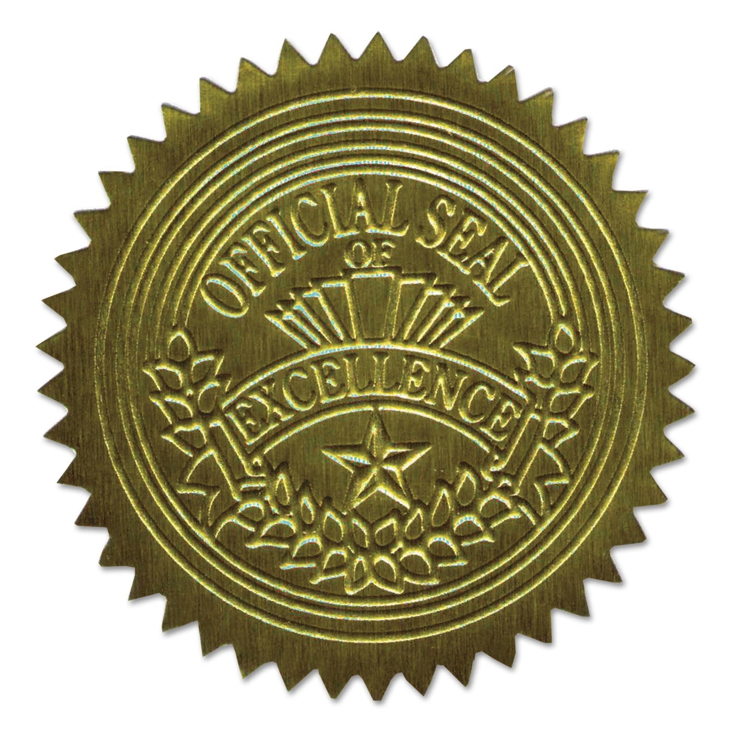 Geographics Self-Adhesive Embossed Seals, 2" dia, Gold, 20/Sheet, 5 Sheets/Pack