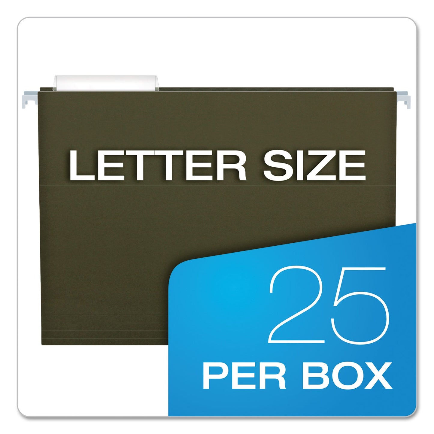 Pendaflex Standard Green Hanging Folders, Letter Size, 1/3-Cut Tabs, Standard Green, 25/Box