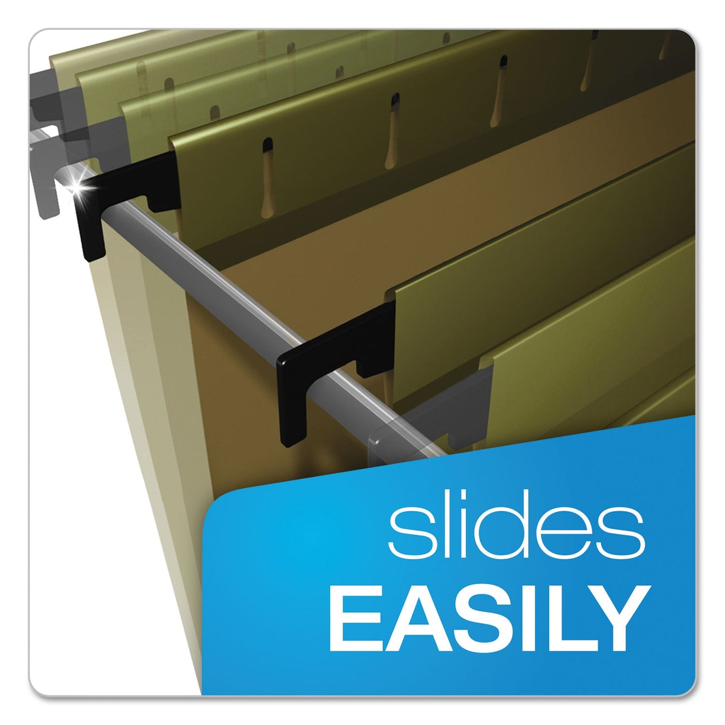 Pendaflex Extra-Capacity SureHook Hanging Folders, 2" Capacity, Letter Size, 1/5-Cut Tabs, Standard Green, 20/Box