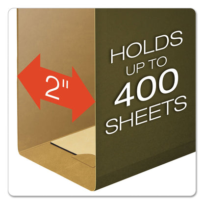 Pendaflex Extra Capacity Reinforced Hanging File Folders with Box Bottom, 2" Capacity, Letter Size, 1/5-Cut Tabs, Green, 25/Box