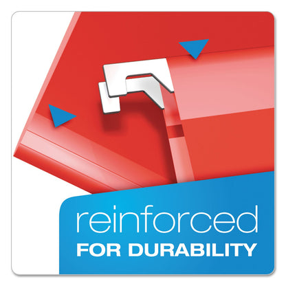Pendaflex Extra Capacity Reinforced Hanging File Folders with Box Bottom, 2" Capacity, Letter Size, 1/5-Cut Tabs, Red, 25/Box