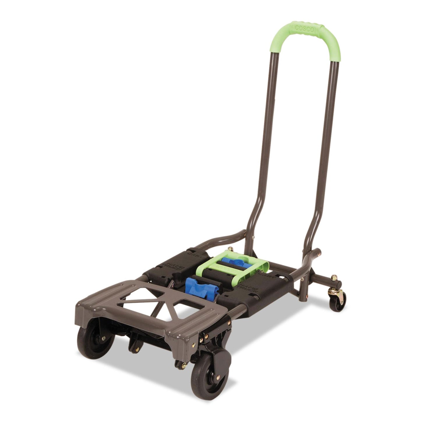 Cosco 2-in-1 Multi-Position Hand Truck and Cart, 300 lbs, 16.63 x 12.75 x 49.25, Blue/Green