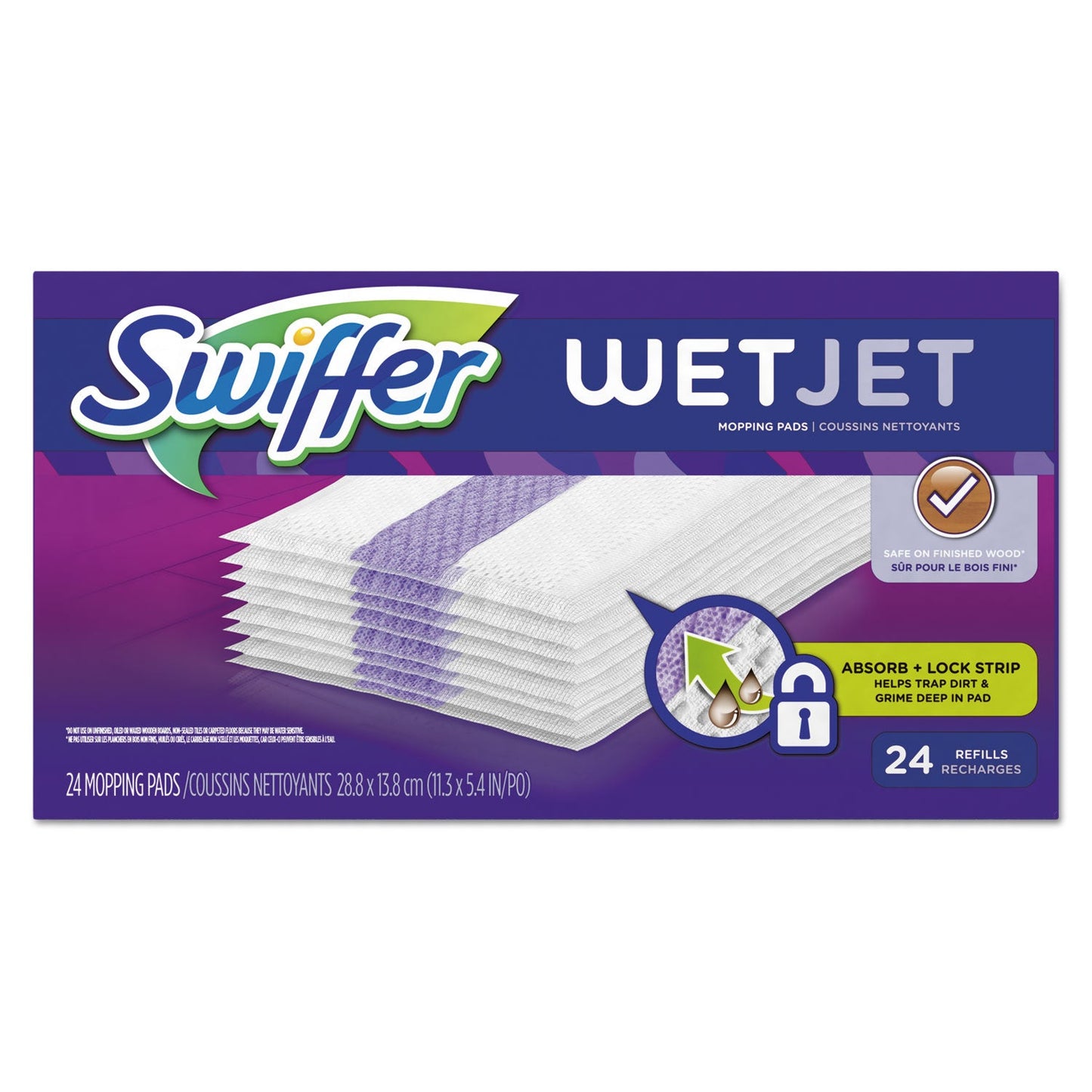 Swiffer WetJet System Refill Cloths, 11.3" x 5.4", White, 24/Box