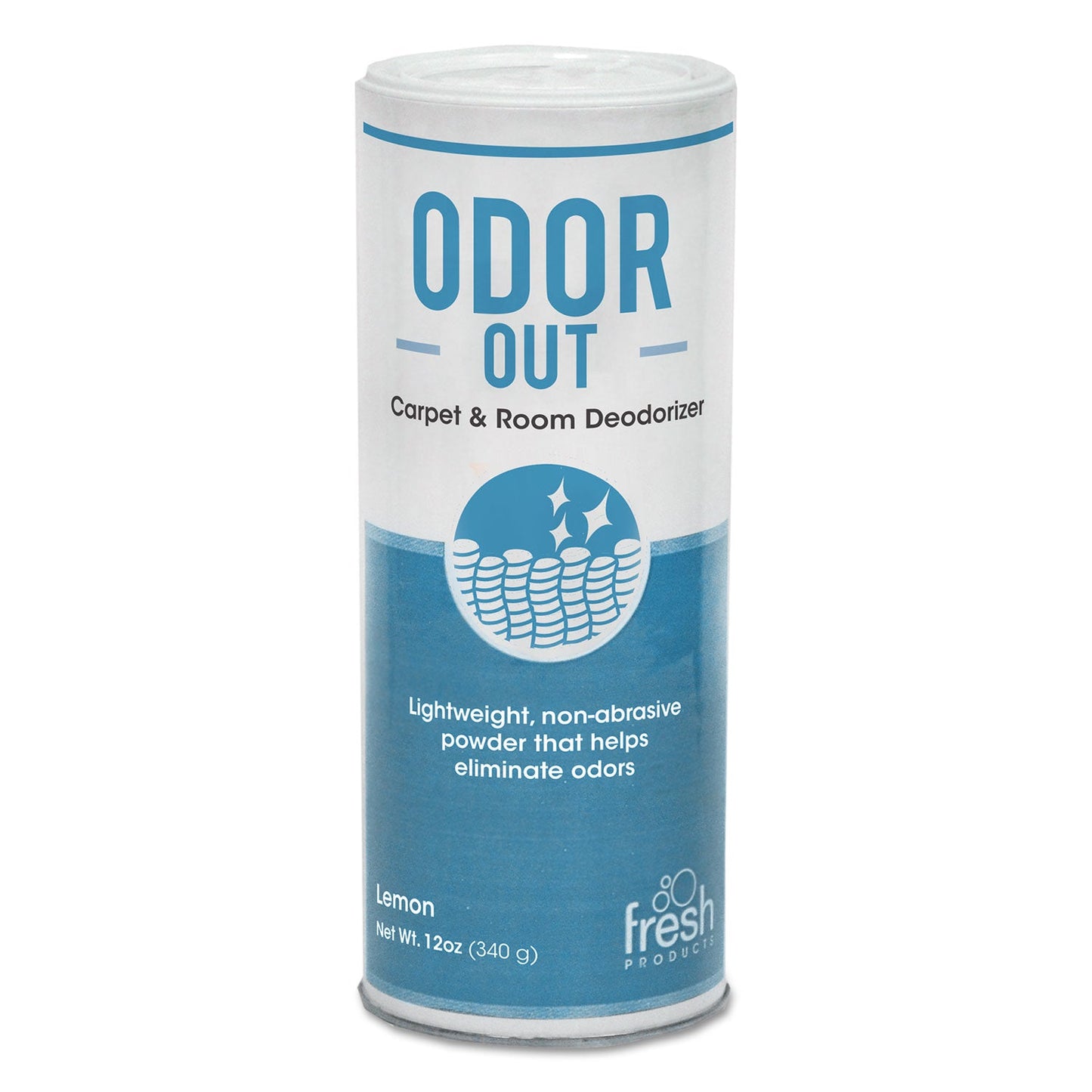 Fresh Products Odor-Out Rug/Room Deodorant, Lemon, 12 oz Shaker Can, 12/Box