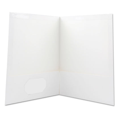 Universal Laminated Two-Pocket Portfolios, Cardboard Paper, 100-Sheet Capacity, 11 x 8.5, White, 25/Box