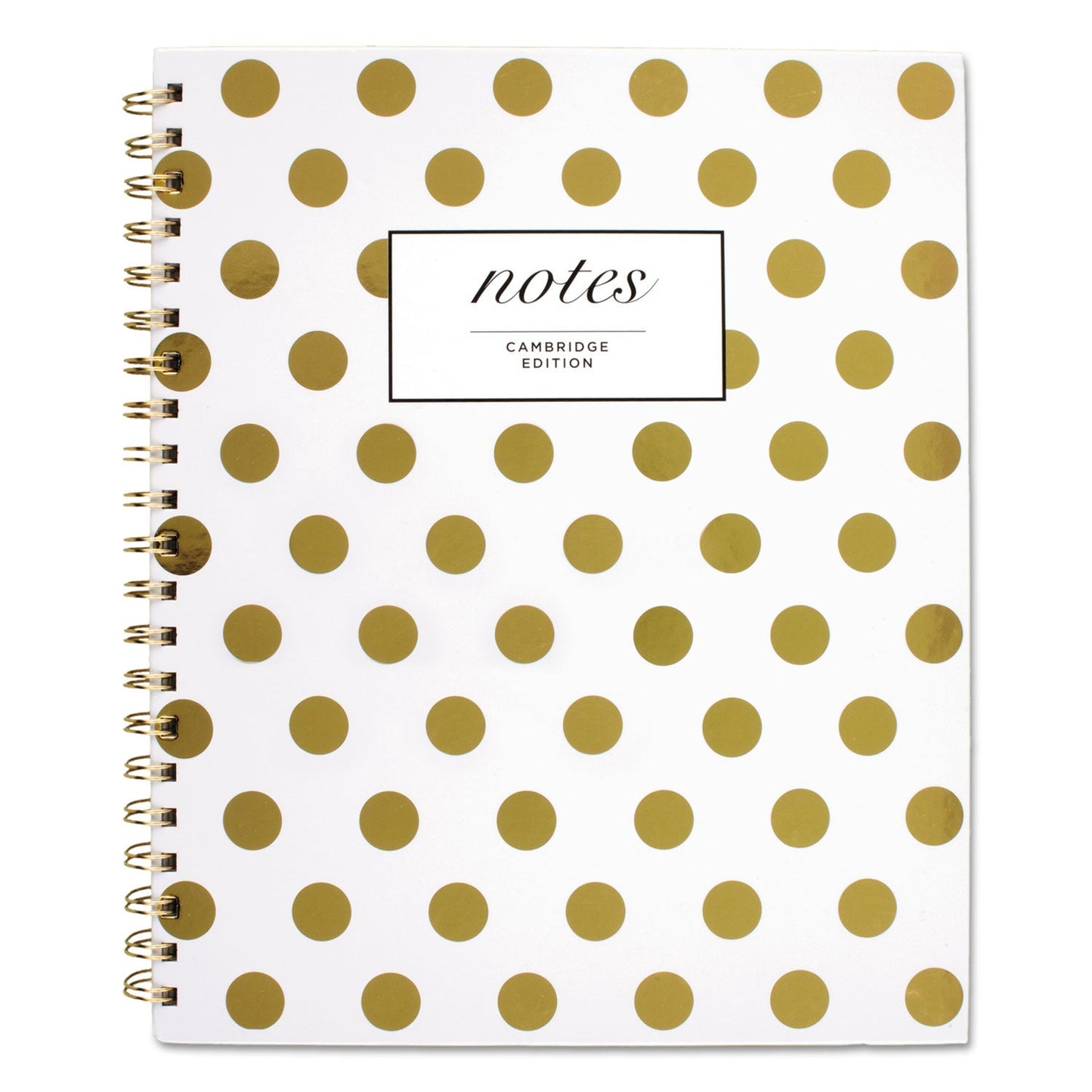 Cambridge Gold Dots Hardcover Notebook, 1 Subject, Wide/Legal Rule, White/Gold Cover, 11 x 8.88, 80 Sheets