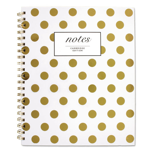 Cambridge Gold Dots Hardcover Notebook, 1 Subject, Wide/Legal Rule, White/Gold Cover, 11 x 8.88, 80 Sheets